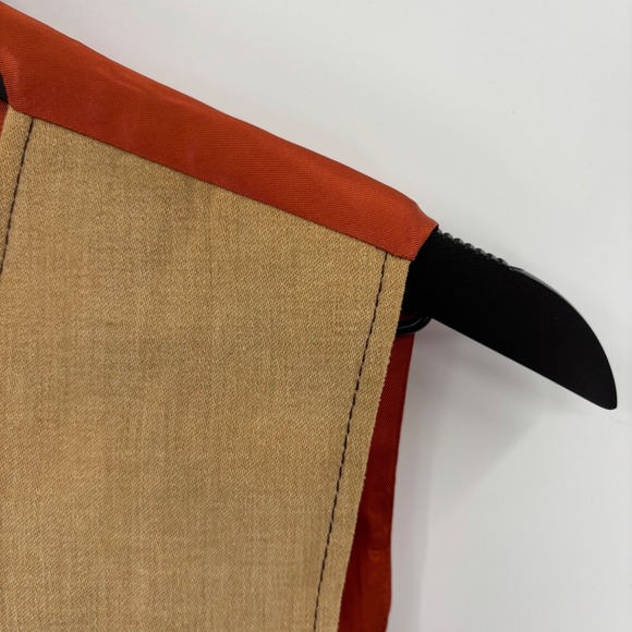 Mens Tan Linen Blend Button Down V Neck Sleeveless Vest 34R Orange Satin Back - Picture 7 of 16